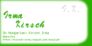 irma kirsch business card